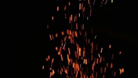 Spark from fire in the dark night campfire fire wood burn burnt coal flame Stock Footage
