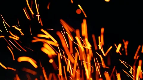 Spark from the fire on a dark night Stock Footage 197417865