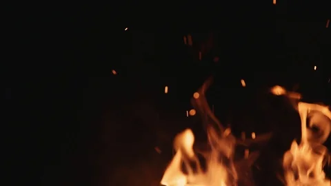 Spark flame fireplace bright orange home energy wood romantic temperature Stock Footage 100156183