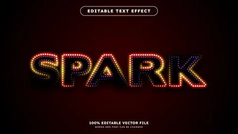 Spark glow text effect Editable glowing Dotted Neon text style Stock Illustration