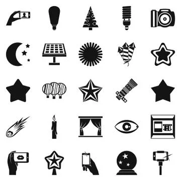 Spark icons set, simple style 스톡 일러스트