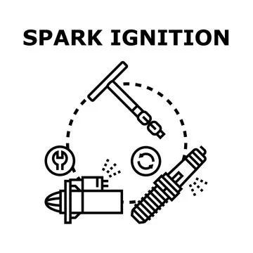 Spark ignition system parts auto service concept Stock Illustration