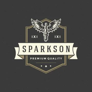Spark logo template vector design element vintage style Stock Illustration