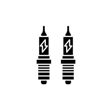 Spark plug black icon, vector sign on isolated background. Spark plug concept Stock Illustration