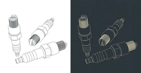 Spark Plug Blueprints Illustrazione stock