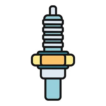 Spark plug car engine ignition system part icon Stock Illustration
