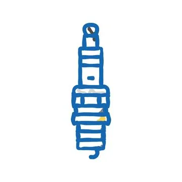 Spark plug car mechanic icon doodle illustration Stock Illustration