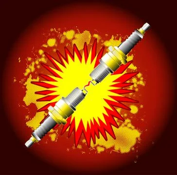 Spark Plug Duo Background Stock Illustration