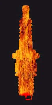 Spark Plug Fire Silhouette Stock Illustration