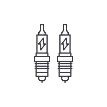 Spark plug line icon concept. Spark plug vector linear illustration, symbol Stock Illustration