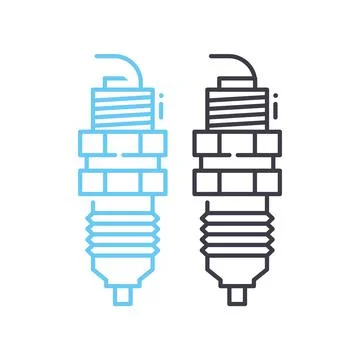 Spark plug line icon, outline symbol, vector illustration, concept sign Stock Illustration