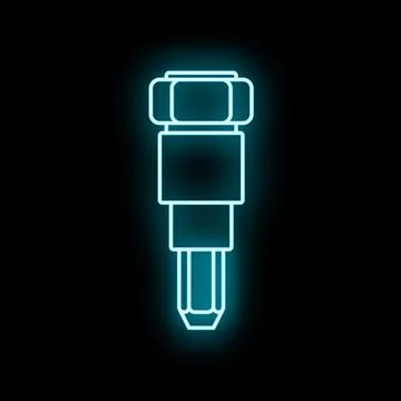 Spark plug neon blue glowing engine part icon イラスト素材