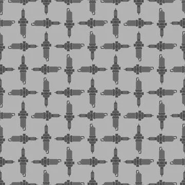 Spark plug pattern seamless. Car accessory background. Device for igniting .. Stock Illustration