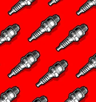 Spark plug pattern on a yellow background Stock Illustration