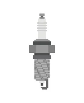 Spark plug pixel art. 8 bit Car accessory. pixelated Device for igniting th.. Stock Illustration