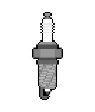 Spark plug pixel art. 8 bit Car accessory. pixelated Device for igniting th.. Stock Illustration