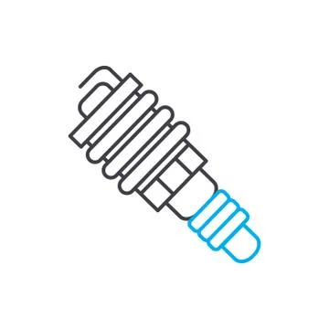 Spark plug vector thin line stroke icon. Spark plug outline illustration, linear Illustrazione stock