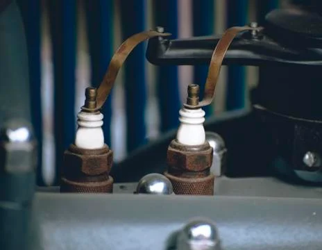 Spark plugs old car engine Stock Photos