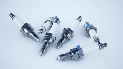 Spark plugs. Studio shot on white background. Stock Footage 139923022