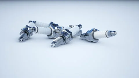 Spark plugs. Studio shot on white background. Video stock 139923023