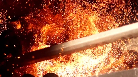 Sparking coals in slow motion Stock Footage 67860862
