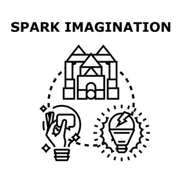 Sparking imagination and creative idea generation process 库存插图