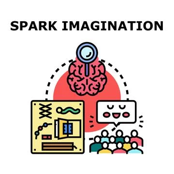 Sparking imagination and creativity through collaborative thinking Stock Illustration