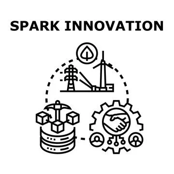 Sparking innovation process with sustainable technology and collaboration Stock Illustration