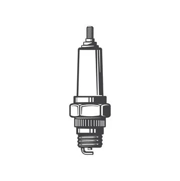 Sparking plug with electrode isolated spare part Stock Illustration