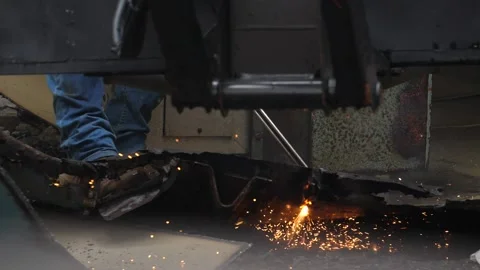 Sparking Welders Torch Stock Footage 138960053