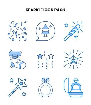 Sparkle Blue Design Icons Pack 스톡 일러스트