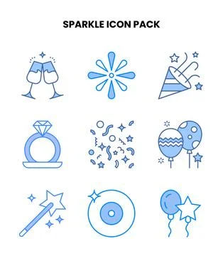 Sparkle Blue Graphics Icons Pack Illustrazione stock