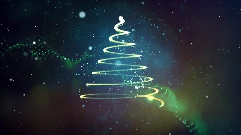 Sparkle Christmas tree animation, winter background Stock Footage 98316601