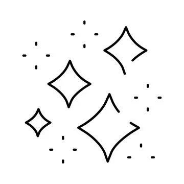 Sparkle clean effect line art vector icon Stock Illustration