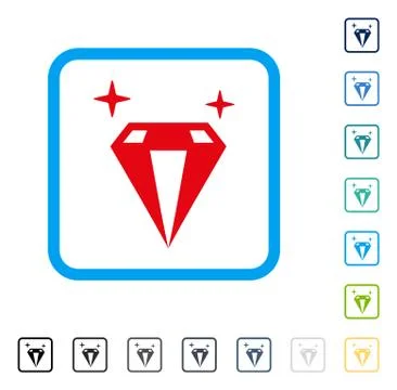 Sparkle Diamond Crystal Framed Vector Icon 스톡 일러스트