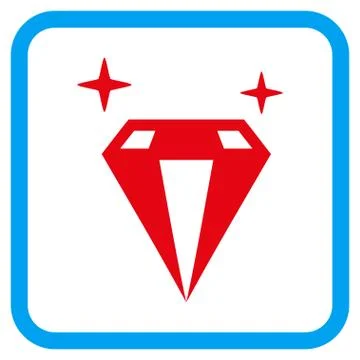 Sparkle Diamond Crystal Vector Icon in a Frame Stock Illustration