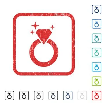 Sparkle Diamond Ring Icon Rubber Watermark 스톡 일러스트