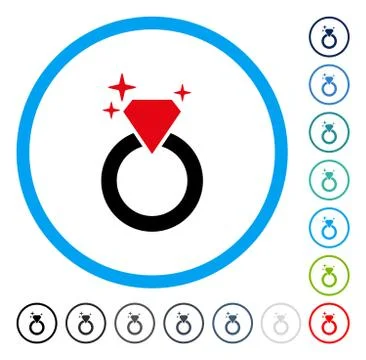 Sparkle Diamond Ring Rounded Vector Icon 스톡 일러스트