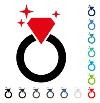 Sparkle Diamond Ring Vector Icon Illustrazione stock