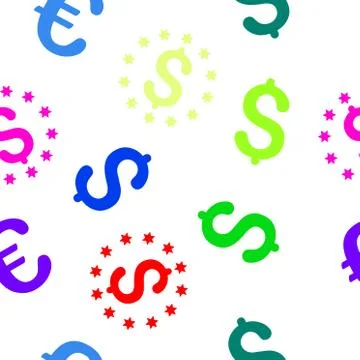 Sparkle Dollar Flat Vector Seamless Pattern Stock Illustration