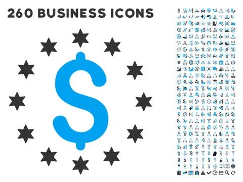 Sparkle Dollar Icon with Flat Vector Set Stock Illustration