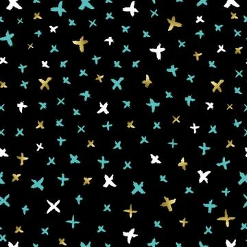 Sparkle doodle seamless pattern in gold color Stock Illustration