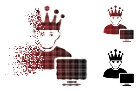 Sparkle Dot Halftone Computer Moderator Icon Illustrazione stock