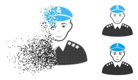 Sparkle Dot Halftone Evil Army General Icon with Face 스톡 일러스트