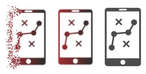 Sparkle Dot Halftone Mobile Navigation Route Icon Stockillustratie
