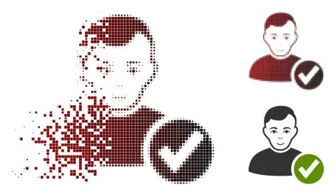 Sparkle Dot Halftone Valid User Icon with Face Stock Illustration