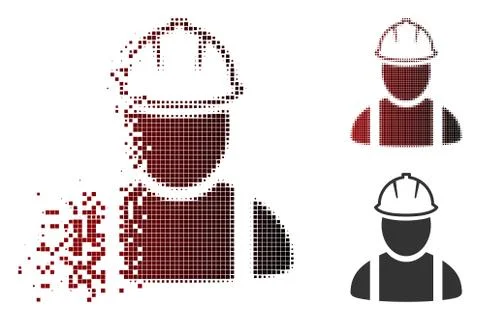 Sparkle Dot Halftone Worker Icon 스톡 일러스트