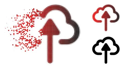 Sparkle Dotted Halftone Cloud Upload Icon Stock Illustration