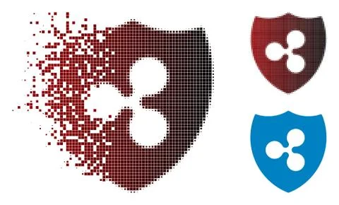 Sparkle Dotted Halftone Ripple Shield Icon Stock Illustration