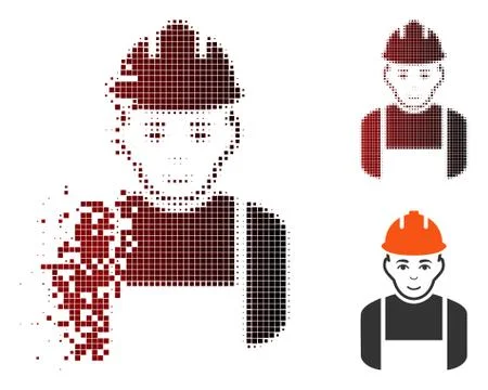 Sparkle Dotted Halftone Worker Icon with Face イラスト素材